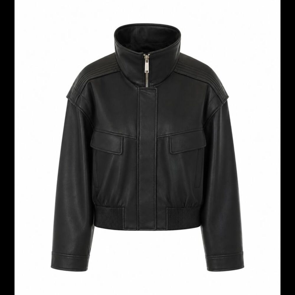Self Portrait Women Faux Leather Bomber Jacket